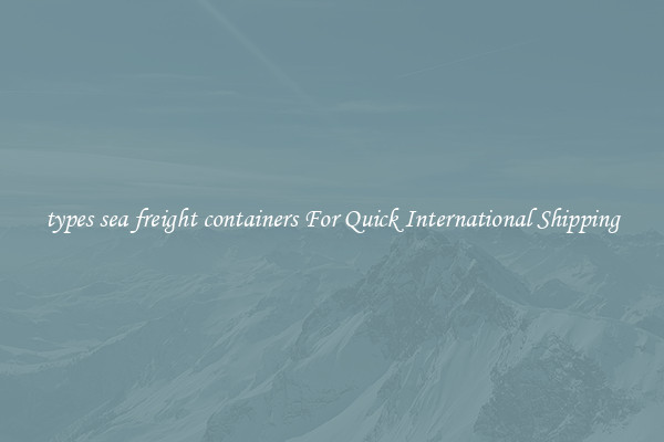 types sea freight containers For Quick International Shipping