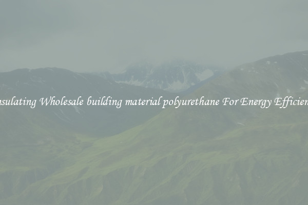 Insulating Wholesale building material polyurethane For Energy Efficiency